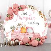 Lofaris Pink Truck Little Pumpkin Round Baby Shower Backdrop